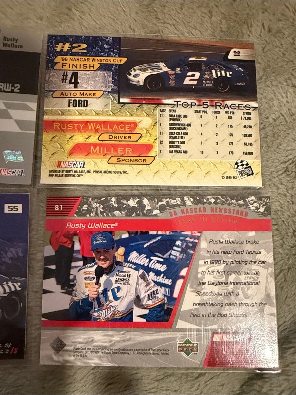 VTG Rusty Wallace #2 Racing Small Player Card Lot of (4)